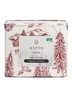 ASPEN Made In Turkey Woodland Toile Flannel Sheet Set